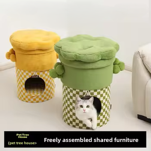 Maison pour chat personnalisée de luxe, multi-niveaux, gain de place, avec arbre à gratter - Product Image 1