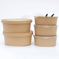Boîtes d'emballage pour repas en papier kraft recyclable et personnalisable, avec couvercle, pour sushis, nouilles, plats à emporter, de la marque Chinese Bio Fast Food