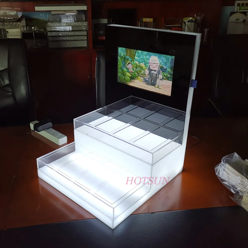 Présentoir acrylique à LED personnalisé avec écran LCD, idéal pour le comptoir, 11 pouces