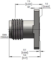 Conector SMA Hembra de 2 Orificios Desmontable con Brida, Diámetro de Brida de 0.48in, Espaciado entre Orificios de 0.328in, DC-27GHz con Aislador de Microondas