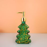 Flacons distributeurs de savon en verre de luxe en forme d'arbre, flacon pompe à pression pour lotion, flacon décoratif de Noël pour savon pour les mains et shampoing