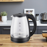 Bouilloire électrique en verre de 2 L avec télécommande, design sans fil, arrêt automatique et maintien au chaud - Petite taille, idéale pour les camping-cars et l'extérieur