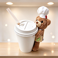 Nouveau Porte-gobelet Ours Chef Personnalisé en Peluche, Ornement en Peluche Ours en Peluche pour Décoration de Tasse à Thé Boba ou à Café, Idéal pour Cadeau en Magasin de Détail