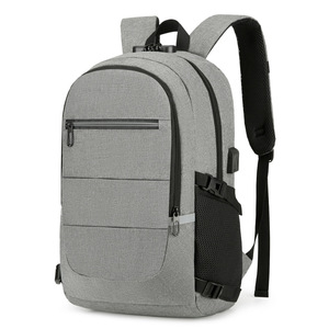 Large Capacity Waterproof <b>Computer</b> <b>Backpack</b> Simple Style Reflective Strip Oxford Polyester Zipper for Business Travel School Use - Product Image 5
