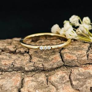 14K ชุดไมโครทองคำแท้สามแหวนเพชรธรรมชาติ - Product Image 3