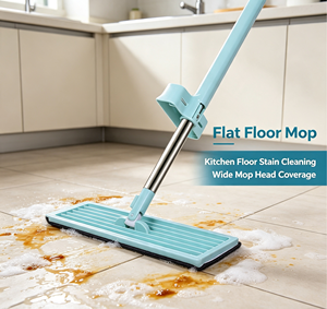 360 Rotating <b>Flat</b> <b>Mop</b> Hand Free Self Wringing Microfiber Floor Cleaning <b>Mop</b> with Stainless Steel Pole for Home Office - Product Image 4
