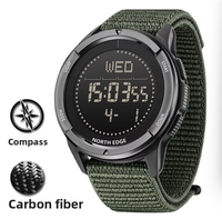 Jam Tangan Digital Olahraga Luar Ruangan Kustom Stopwatch Alarm Pendakian Berenang Pedometer Metronom Kompas Dewasa Tahan Air 5BAR Karbon
