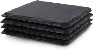 Wholesale Black Non-Slip Laser Engraving Drink Cup Slate Stone Bulk Coasters <b>Set</b> <b>Square</b> Round Slate Coasters With Holder - Product Image 4