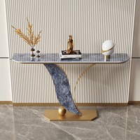 Table console moderne et décontractée en métal haut de gamme avec étagère de rangement de luxe pour l'entrée et le salon