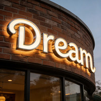 Letras de Metal Curvadas Personalizadas con Iluminación LED, Diseño en Forma de Arco para Letreros, Montaje en Pared