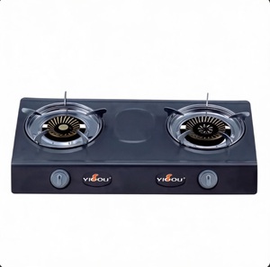Kompor Gas Meja Dua Tungku Kaca Temper Hitam Kompor Gas LPG Dua Tungku - Product Image 1