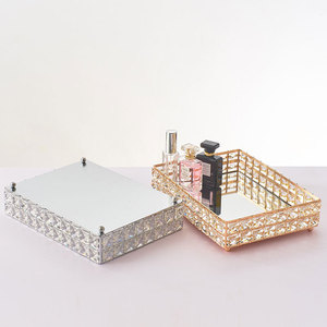 Nordic Light Luxury Iron Crystal Tray Storage <b>Home</b> Decoration Wedding Makeup Supplies Organization - Product Image 4