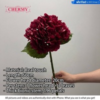 Fleur artificielle Dalian Chermy 154/196 pétales, 21 couleurs, grande tête, blanc, rose, bleu, rouge, toucher réel, hortensia de haute qualité