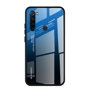 豪华渐变钢化玻璃手机保护套用于小米 Redmi Note8T 的柔软 TPU 边缘后盖保护套