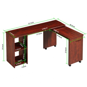 Escritorio de Computadora en Forma de L con Rotación de 360 Grados, Mesa de Esquina con Almacenamiento para Estudio, Trabajo, Juegos, Aprendizaje, Maquillaje, Muebles para Oficina en Casa - Product Image 5