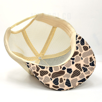 Vente en gros de casquette de camionneur en coton personnalisée à 5 panneaux casquette en maille à facture plate avec impression par sublimation design de logo de mode hip hop sportif