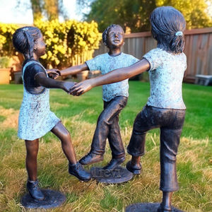 Estatua <span class=keywords><strong>de</strong></span> Bronce <span class=keywords><strong>de</strong></span> Niños Bailando en Círculo, Escultura <span class=keywords><strong>de</strong></span> Bronce <span class=keywords><strong>de</strong></span> Niños Jugando <span class=keywords><strong>para</strong></span> Jardín Exterior, TREVI Metal Cast - Product Image 2