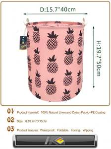 Waterproof Foldable Cotton <b>Storage</b> Bin Drawstring Style <b>Laundry</b> Basket Organizer Home Dirty Clothes Hamper Toy Bins Gift Basket - Product Image 6