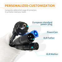 Bobine de câble portable multi-connecteurs EU Schuko Power Plug XLR DMX Powercon pour systèmes d'éclairage de scène et de sonorisation en direct