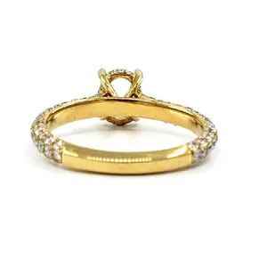 King O King Solitaire collection anello semi-montaggio in oro massiccio 18 carati con vero diamante naturale ovale blu zaffiro per donna