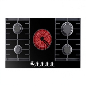 Placa <span class=keywords><strong>de</strong></span> Cocción Híbrida Negra para Cocina, a <span class=keywords><strong>Gas</strong></span>, Integrada, Aplicación GLP, Eficiente Energéticamente, <span class=keywords><strong>de</strong></span> Vidrio, para Uso Doméstico - Product Image 3