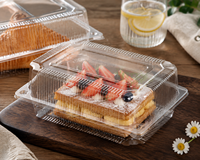 Boîte d'emballage personnalisée pour gâteaux, pâtisseries, salades, à emporter, transparente, compostable, en PLA, boîte de boulangerie, contenants à clapet