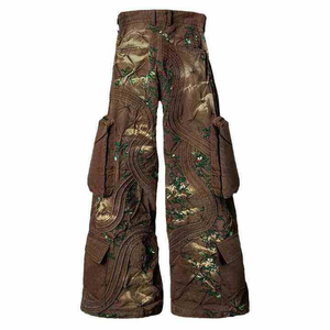 DiZNEW Vintage Streetwear Cargo Pants <strong>Mens</strong> Wide Leg Embroidered <strong>Patchwork</strong> Designer Customizable Fashion Hip Hop <strong>Trousers</strong> - Product Image 4