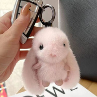 YHY Adorable porte-clés lapin en peluche imitation fourrure de castor, idéal comme cadeau d'anniversaire