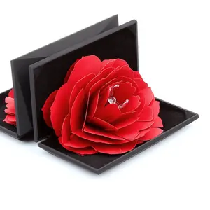 Manufacture MOQ 200pcs Custom Flap Luxury Personalized Wedding Wholesale Bulk Plastic Flower Ring Box Jewelry