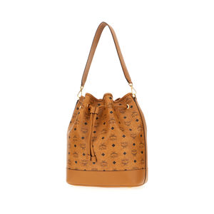 กระเป๋าทรงถังรับรู้ในหนังสังเคราะห์ที่มีการแทรกหนัง Nappa บนขอบที่โดดเด่นด้วยการพิมพ์ Visetos บนส่วนบน - Product Image 2