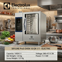 Four combiné professionnel haut de gamme 10 GN 1/1, électrique, écran tactile, four vapeur commercial, puissance 11,1 kW pour restaurant, boulangerie