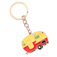 Nouveaux porte-clés promotionnels Pinstar en alliage d'argent, durables, mignons, en forme de bus et de caravane bicolore, vente en gros