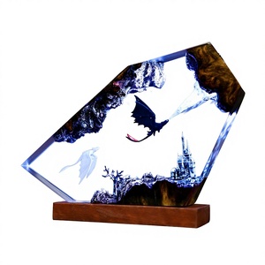 Lampe en résine artisanale Fureur de Nuit, Dragon Anime Sans Dents, Veilleuse en résine époxy et bois, Ornement artistique de bureau - Product Image 1