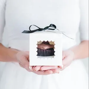 Hộp Đóng Gói Bánh Cupcake Muffin Một Lỗ Hộp Đóng Gói Cupcake Với Cửa Sổ Trong Suốt Hộp Đóng Gói Bánh Ngọt Bán Buôn