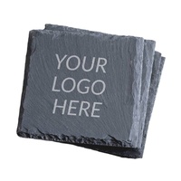 Sous-verres carrés personnalisés pour table à manger, avec logo gravé, créatifs, résistants à la chaleur, en ardoise naturelle noire vierge pour la maison