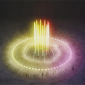 Fontaine Fontana Pre Jardino Grande Style moderne éclairage coloré extérieur musique danse enfants jouant au sol sec - Product Image 1