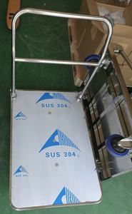 भारी शुल्क तह स्टेनलेस स्टील 4-व्हील हैंड ट्रक कार्ट ट्रॉली प्लेटफॉर्म 150kg ओम उपकरण - Product Image 6