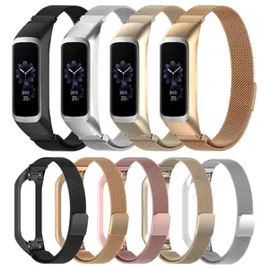Correa de Acero Inoxidable para <span class=keywords><strong>Samsung</strong></span> Galaxy Fit2 R220, Banda de Metal con Cierre Magnético, Repuesto de Pulsera para Reloj Galaxy <span class=keywords><strong>Fit</strong></span> <span class=keywords><strong>2</strong></span> - Product Image 1