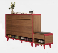 Meuble à chaussures rétro multicouche incurvé avec tabouret, mobilier de maison écologique pour villa et salon, rangement anti-poussière