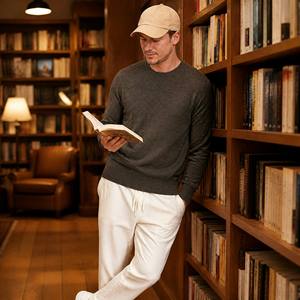 Maglione Girocollo in Cashmere Originale da <span class=keywords><strong>Uomo</strong></span>, Personalizzato, Tinta Unita Verde Oliva, Maniche Lunghe, Taglia Grande, Lavabile <span class=keywords><strong>Solo</strong></span> a Mano - Product Image 1