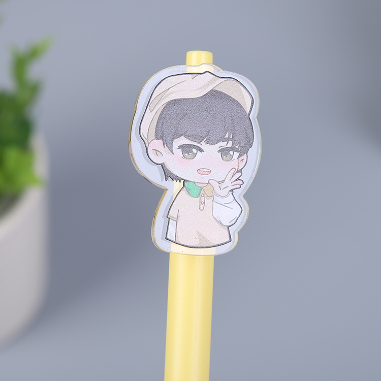 Рекламная школьная детская акриловая ручка супер качества с головой персонажа из мультфильма аниме