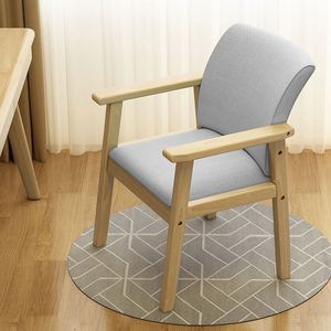 Nordic Solid Wood Lounge <b>Chair</b> With Armrests Upholstered For Home Bedroom And <b>Dining</b> Use - Product Image 3