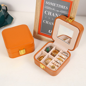 Portagioie in Pelle a Doppio Strato Portatile Stile Semplice per Viaggi Con <span class=keywords><strong>Specchio</strong></span> - Product Image 2