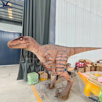 Costume de dinosaure Velociraptor réaliste robotique de taille réelle pour adulte, produit de divertissement pour parc d'attractions