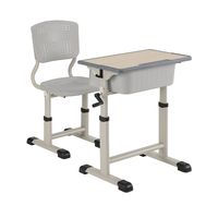 Ensemble bureau et chaise d'école réglables à manivelle, table d'étude avec dossier en maille respirante, mobilier ergonomique pour salle de classe