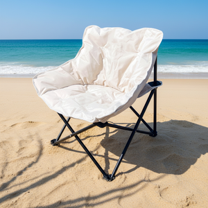 Silla de Playa Plegable Redonda Acolchada Tipo Plato, con Bolsillo Lateral, para Acampar, Hacer Senderismo y Pescar - Product Image 1