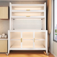 Étagère de rangement de cuisine robuste et moderne, capacité de charge 200 kg, en acier, style ferme, pour salon, support micro-ondes, meuble d'appoint, gain de place