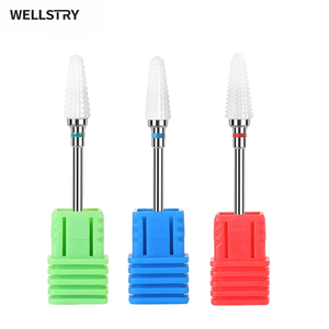WELLSTRY Embouts de ponceuse à ongles en céramique en forme de cône pour retirer le vernis gel et nettoyer les peaux mortes, fraises électriques pour manucure et pédicure, boîte - Product Image 1
