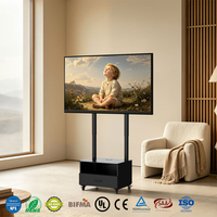 Chariot TV mobile avec élévateur électrique, support TV réglable en hauteur avec armoire 700x400x530mm pour téléviseurs de 65 à 100 pouces