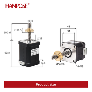 มอเตอร์เชิงเส้น <span class=keywords><strong>Hanpose</strong></span> 12V 1.7A 70N.CM สำหรับเก้าอี้ปรับเอนคุณภาพสูง รุ่น 17HS6401S-T8*8 ขนาด 100 มม. Nema17 มอเตอร์สเต็ปเปอร์แบบสกรู - Product Image 3
